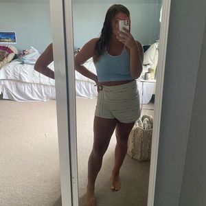 Wrap skort with stitching.